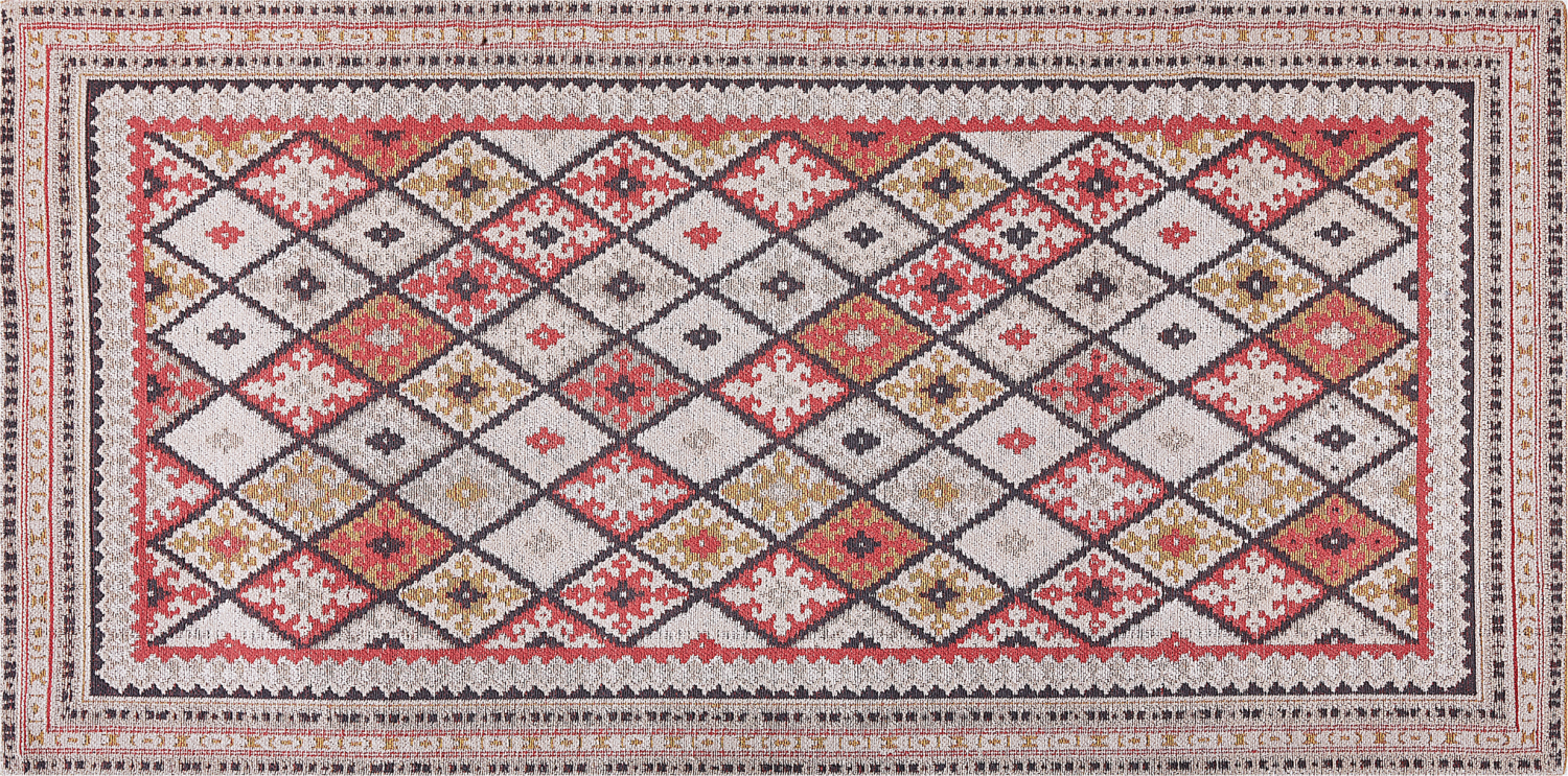 Teppich Baumwolle mehrfarbig geometrisches Muster 80 x 150 cm Kurzflor ANADAG Bild 1