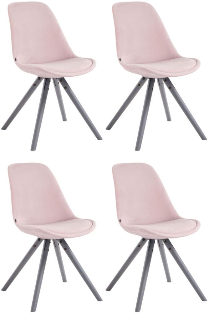 4er Set Stühle Toulouse Samt Rund grau pink Bild 1