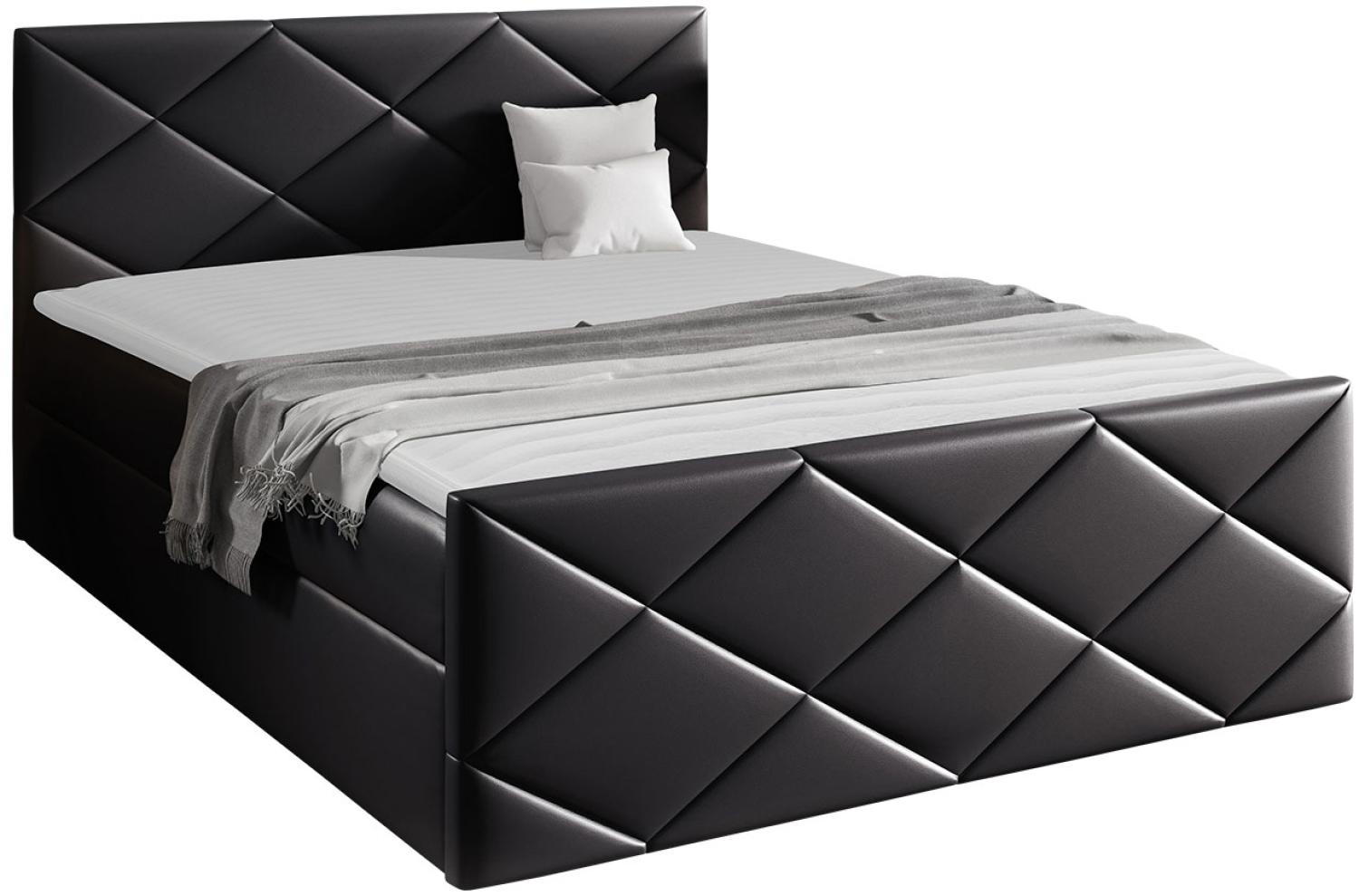 Mirjan24 Boxspringbett Alpiry, Schwarz 160 x 200 cm Kunstleder Bild 1