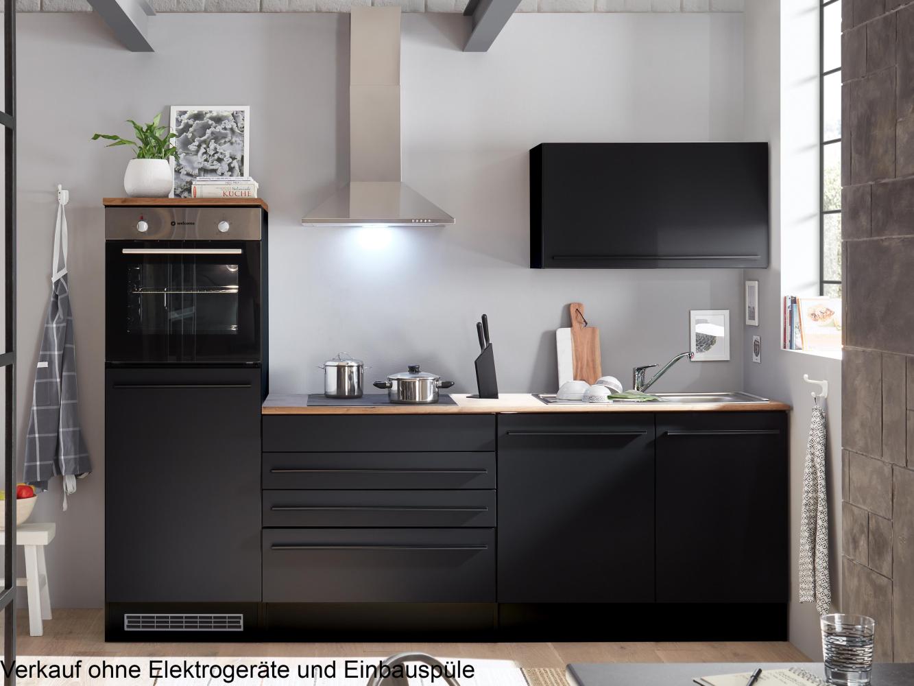 Küchen-Set >Jamesy< in Schwarz matt - 260x200x60cm (BxHxT) Bild 1