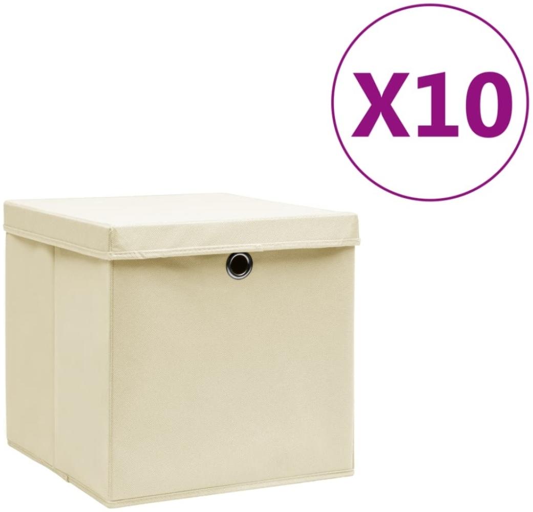 vidaXL Aufbewahrungsboxen mit Deckeln 10 Stk. 28x28x28 cm Creme Bild 1