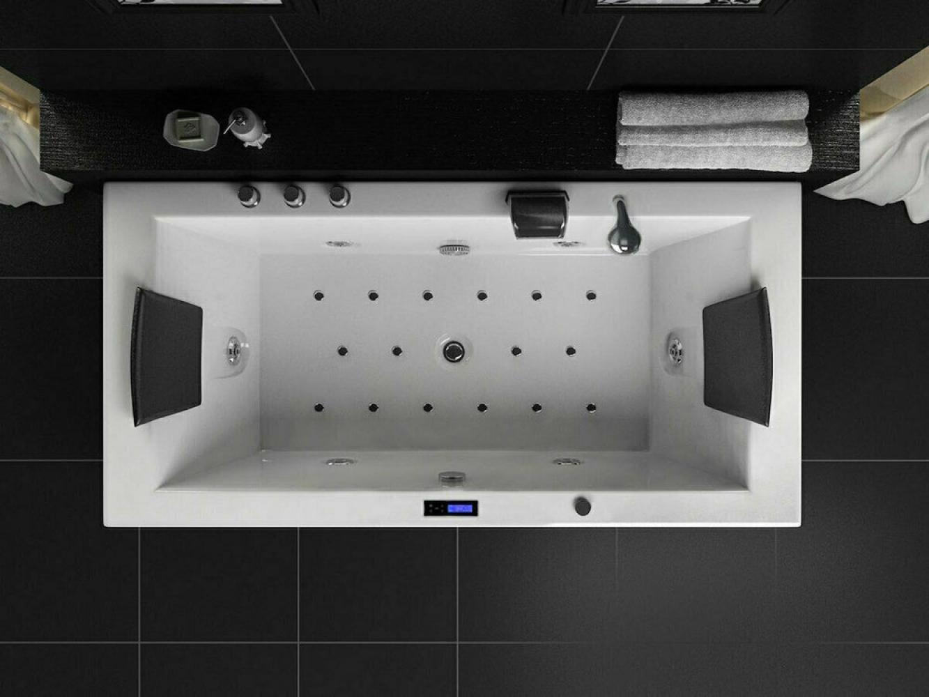 Luxus LED Whirlpool Badewanne SET 182x90cm +Heizung+Hydrojet +Ozon +Radio 2024 j Bild 1