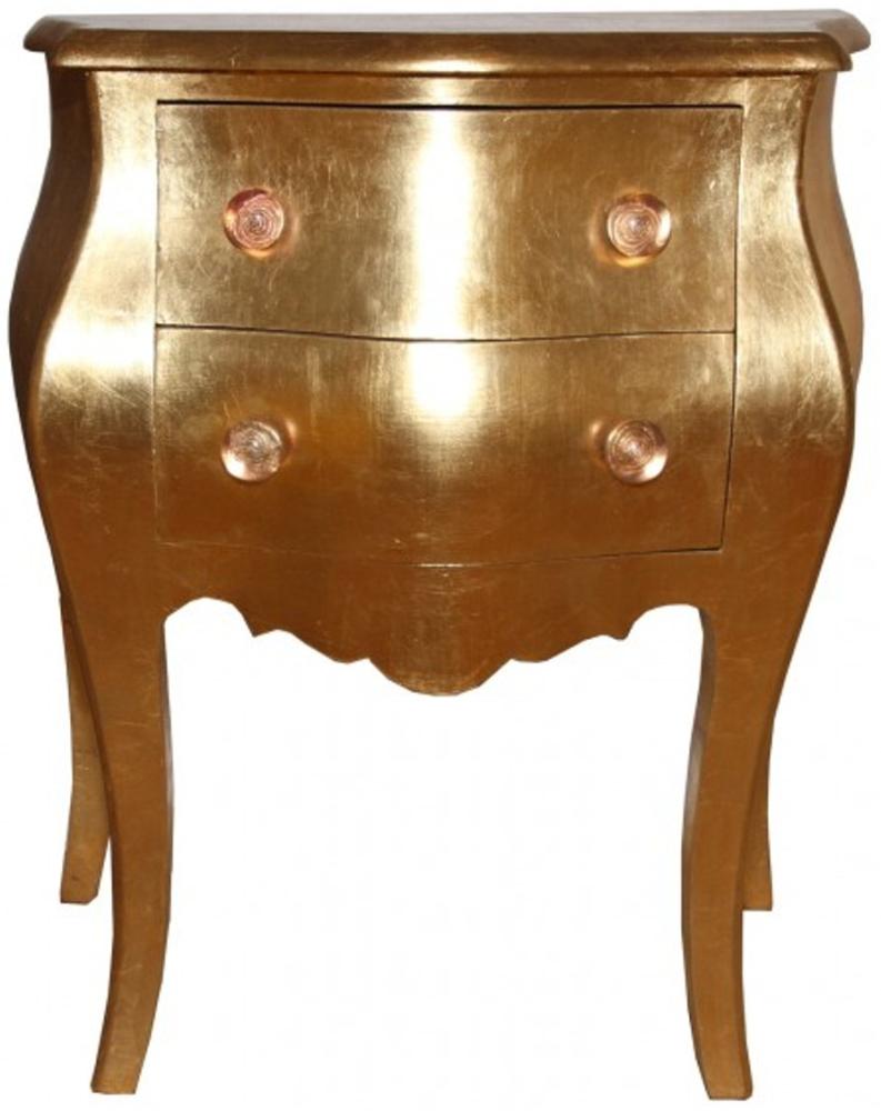Casa Padrino Barock Kommode mit 2 Schubladen Gold Antik-Look H 76 cm, B 62 cm - Nachttisch Konsole Bild 1