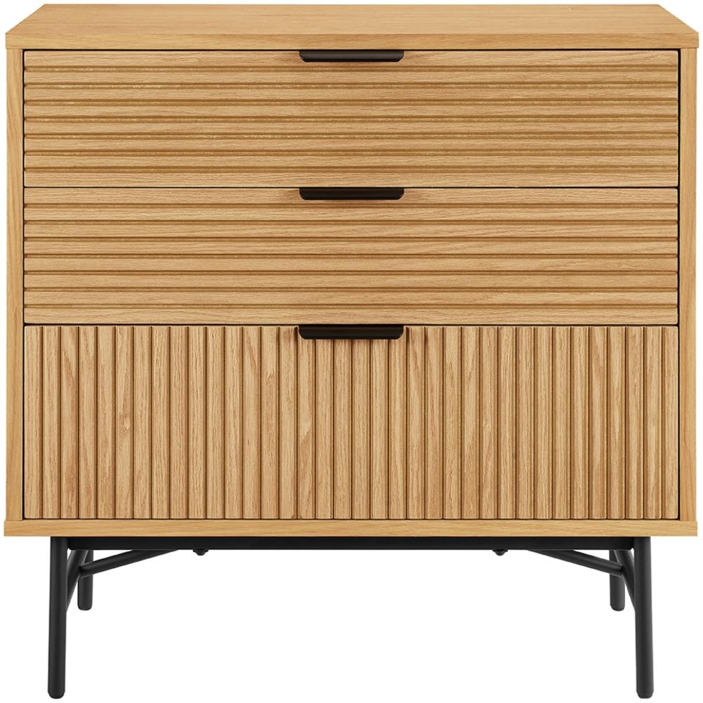 Kommode 80 cm Eiche Echtholzfurnier Sideboard Wohnzimmer Schrank Anrichte Bild 1