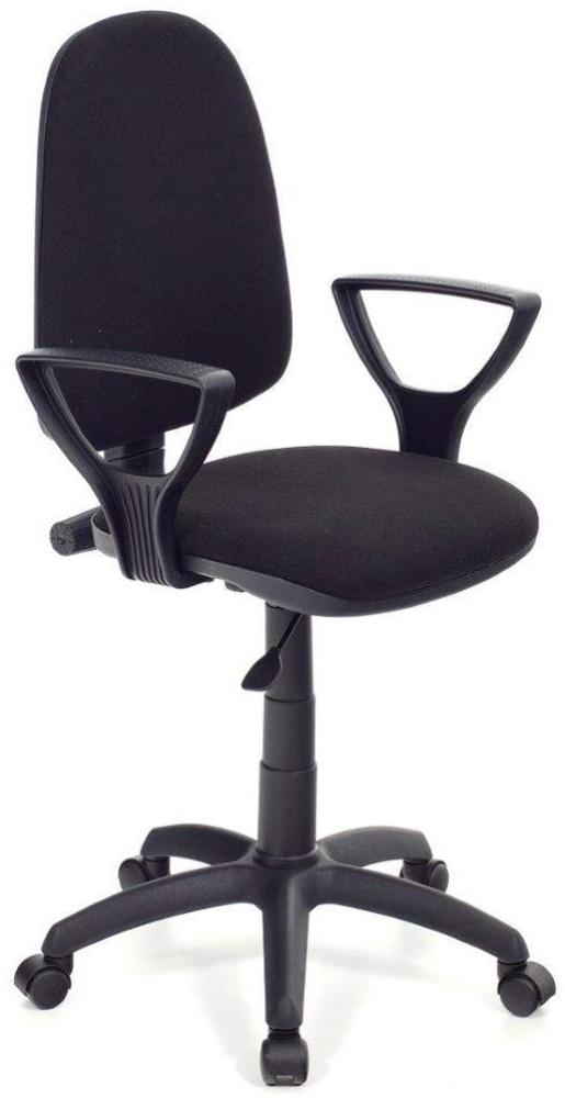 BAKAJI, schwarz Schreibtischstuhl mit Rollen, drehbar, Bürostuhl, atmungsaktiver Stoff, Polypropylen, Standard Bild 1