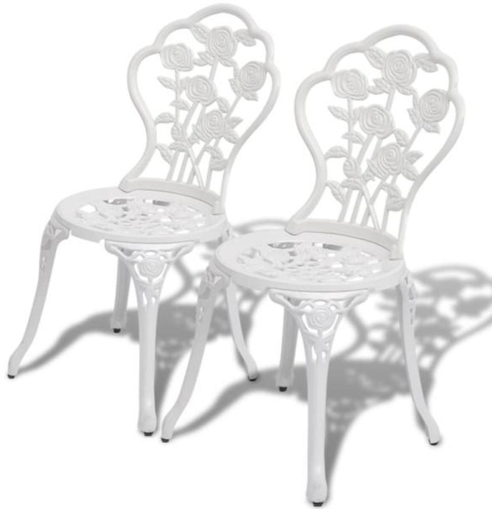Bistro-Stühle 2 Stk. Aluminiumguss Weiß Bild 1