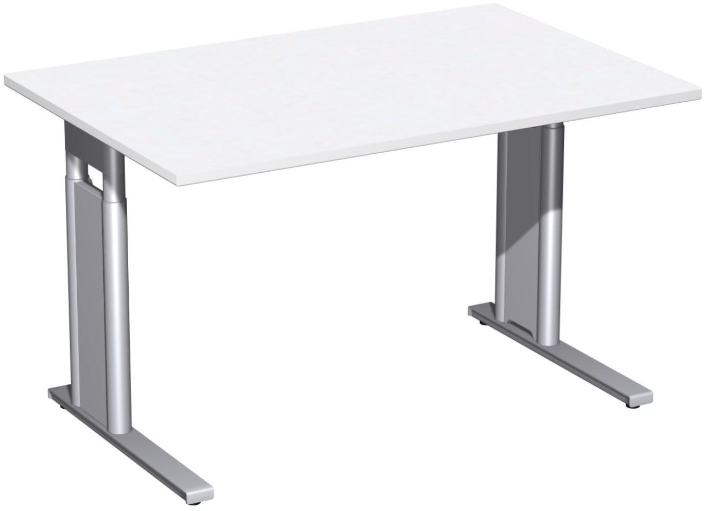 Schreibtisch 'C Fuß Pro' höhenverstellbar, 120x80cm, Weiß / Silber Bild 1