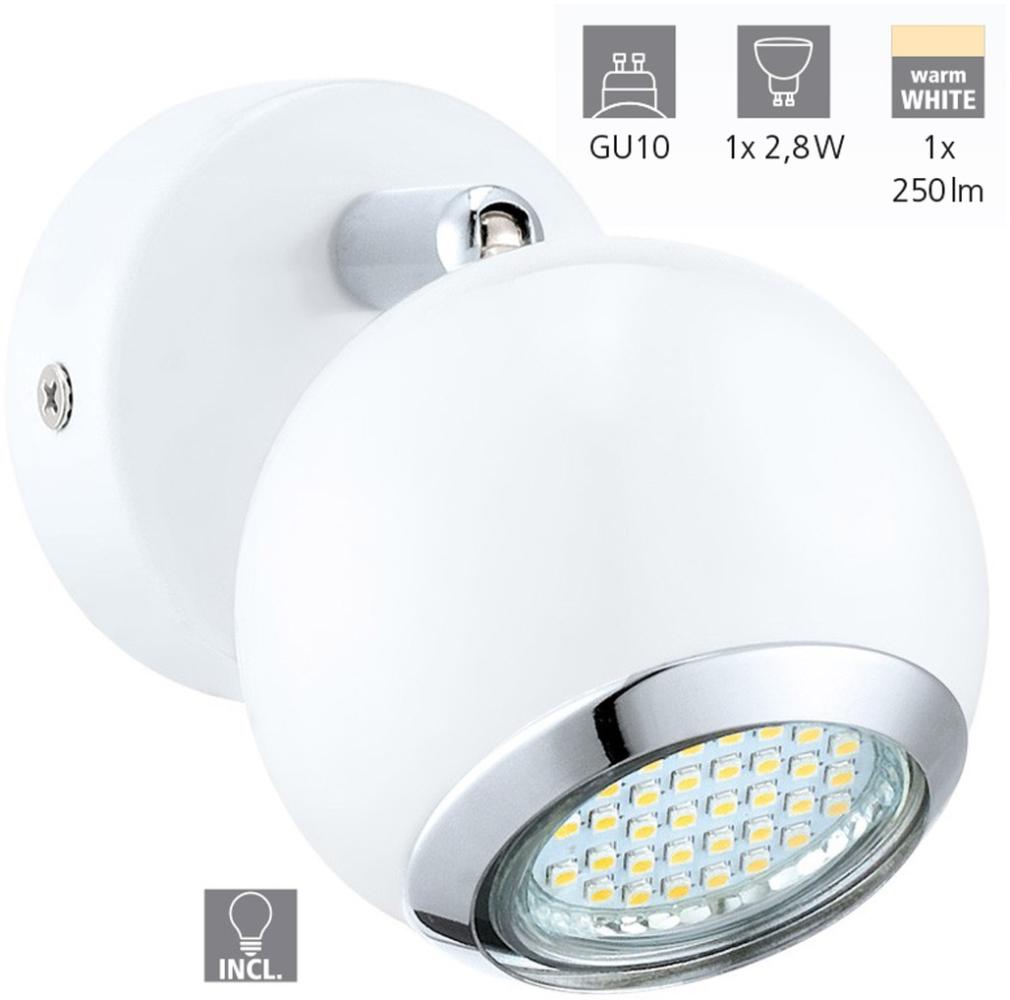 Eglo 31001 Spot LED BIMEDA Stahl weiß, chrom GU10-LED max. 1X2,8W Ø7cm 3000K Bild 1