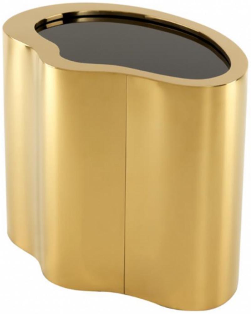 Casa Padrino Luxus Art Deco Designer Beistelltisch Gold mit schwarzem Glas - Luxus Kollektion Bild 1