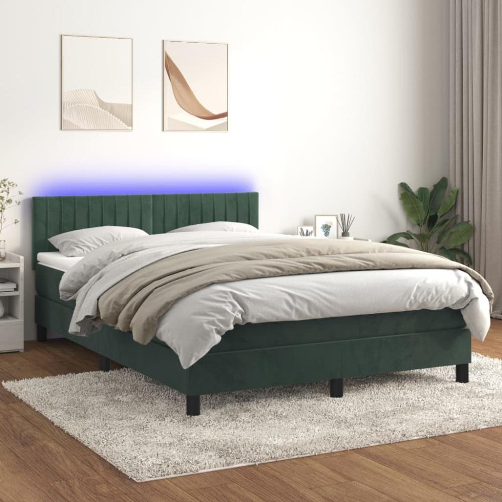 Boxspringbett mit Matratze & LED Dunkelgrün 140x190 cm Samt 3134522 Bild 1