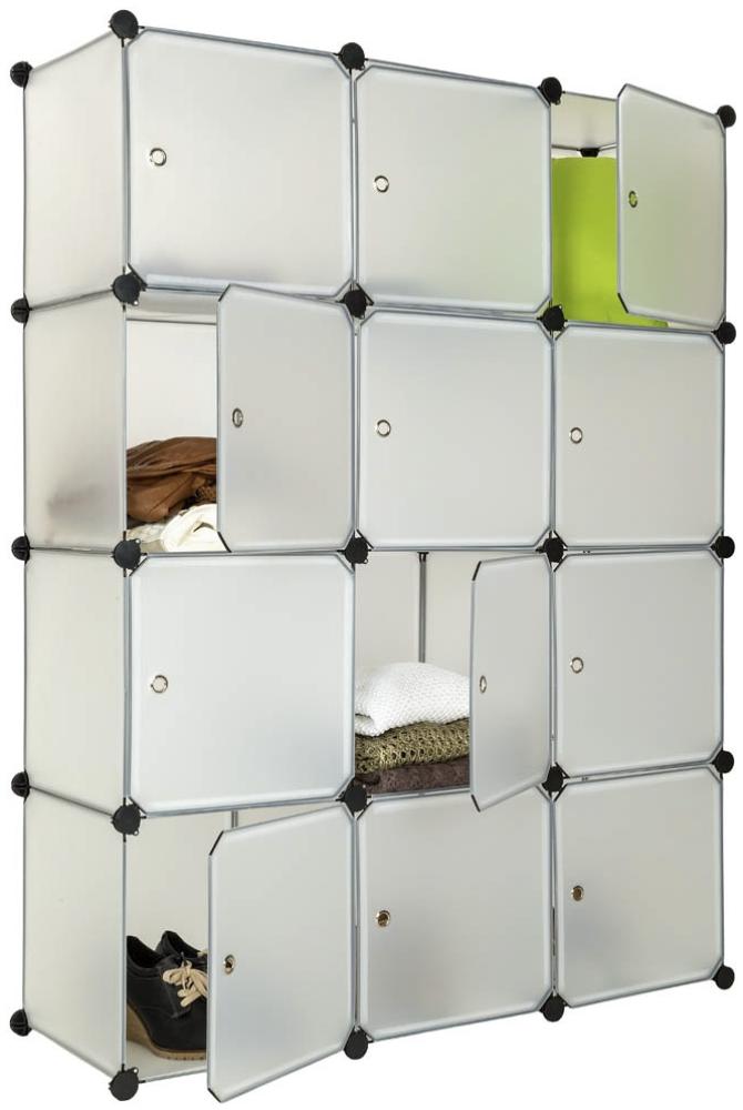Steckregal 12 Boxen mit Türen - weiß Bild 1