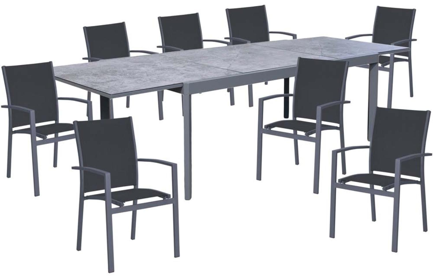 9-Teilige Tischgruppe, Alu, Keramik-Tischplatte Bild 1
