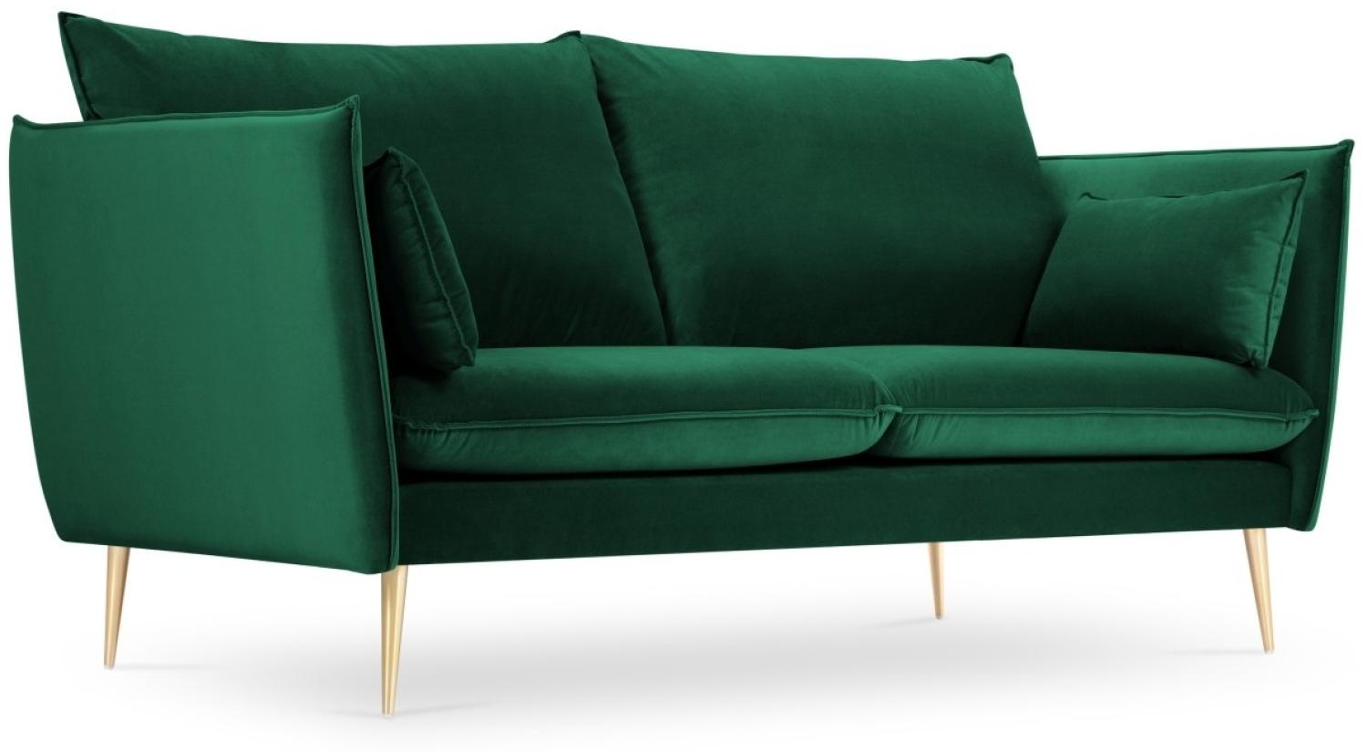 Micadoni 2-Sitzer Samtstoff Sofa Agate | Bezug Bottle Green | Beinfarbe Gold Metal Bild 1