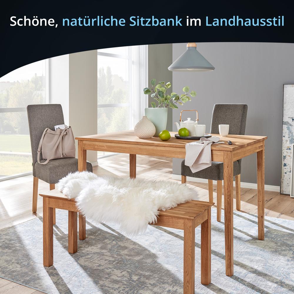 KHG Holzbank mit Sitzbank Flur Garderobenbank Schuhbank 101x45x32 cm - Eiche Holz Massiv geölt bis 100 kg belastbar - Landhausstil Bild 1