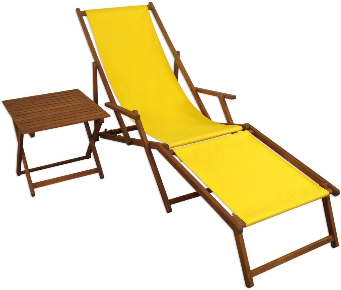 Sonnenliege gelb Liegestuhl Fußteil Tisch Gartenliege Deckchair Strandstuhl Gartenmöbel 10-302 F T Bild 1