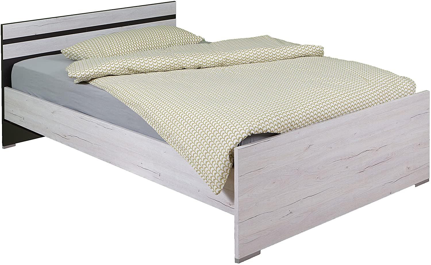 Wimex 'Cariba' Bett/ Doppelbett, weißeiche/ lavafarbig, 140 x 200 cm Bild 1