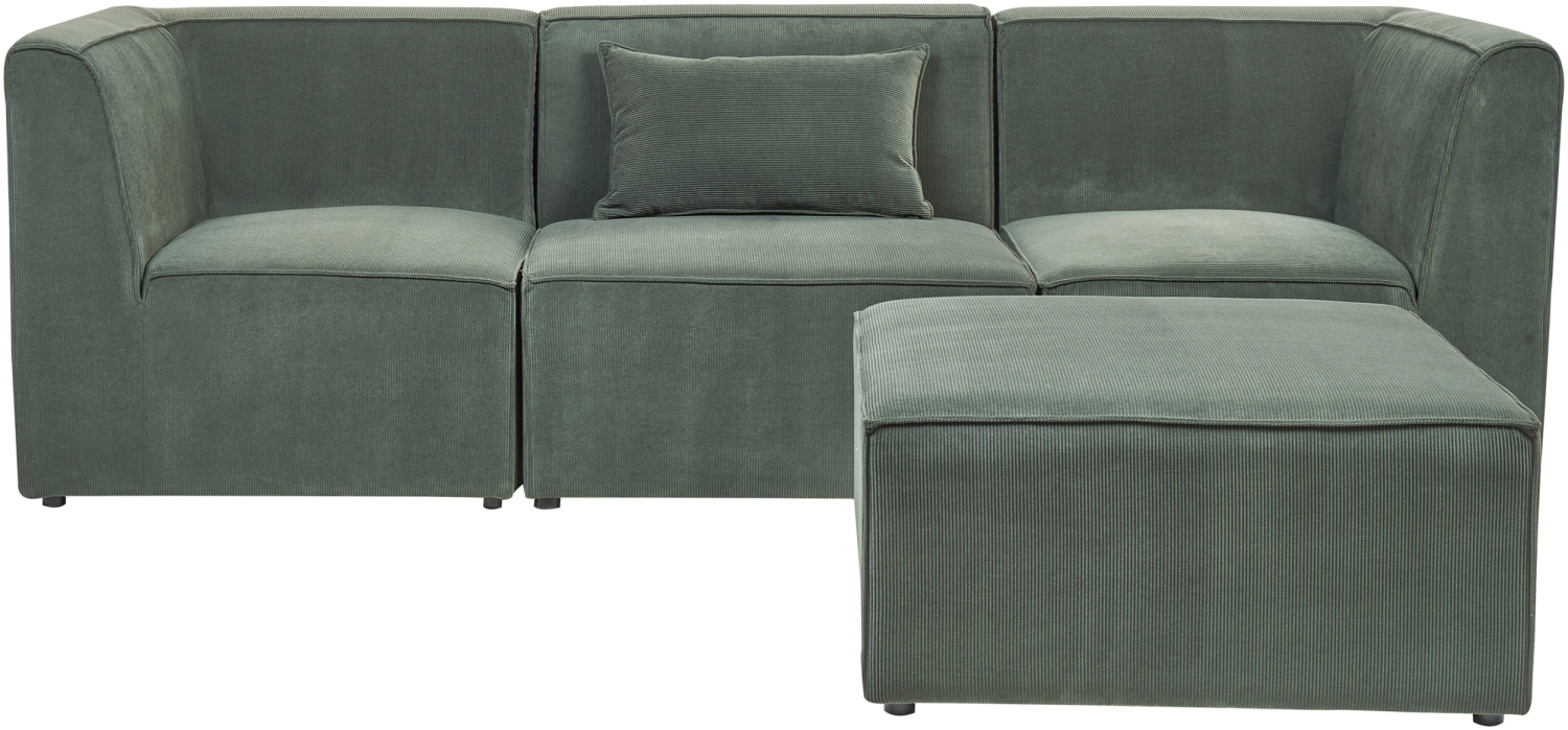 3-Sitzer Sofa Cord dunkelgrün mit Ottomane LEMVIG Bild 1