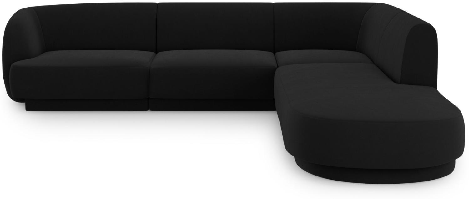 Micadoni 6-Sitzer Samtstoff Ecke rechts Sofa Miley | Bezug Black | Beinfarbe Black Plastic Bild 1