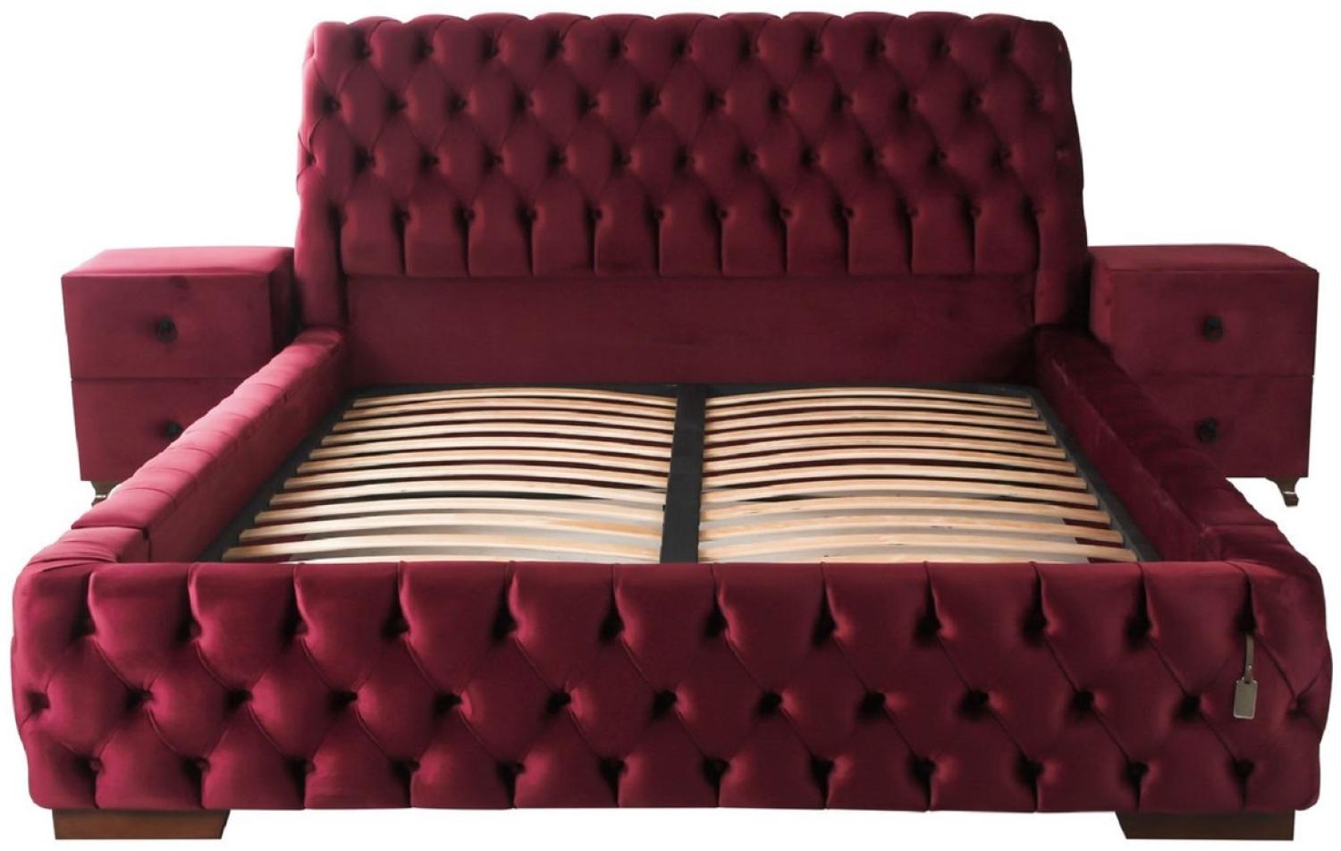 Casa Padrino Luxus Chesterfield Doppelbett Rosa / Braun - Verschiedene Größen - Modernes Bett mit Matratze - Chesterfield Schlafzimmer Möbel Bild 1