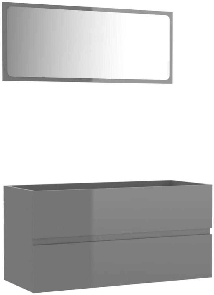 vidaXL 2-tlg. Badmöbel-Set Hochglanz-Grau Spanplatte, 90 x 38,5 x 45 cm Bild 1
