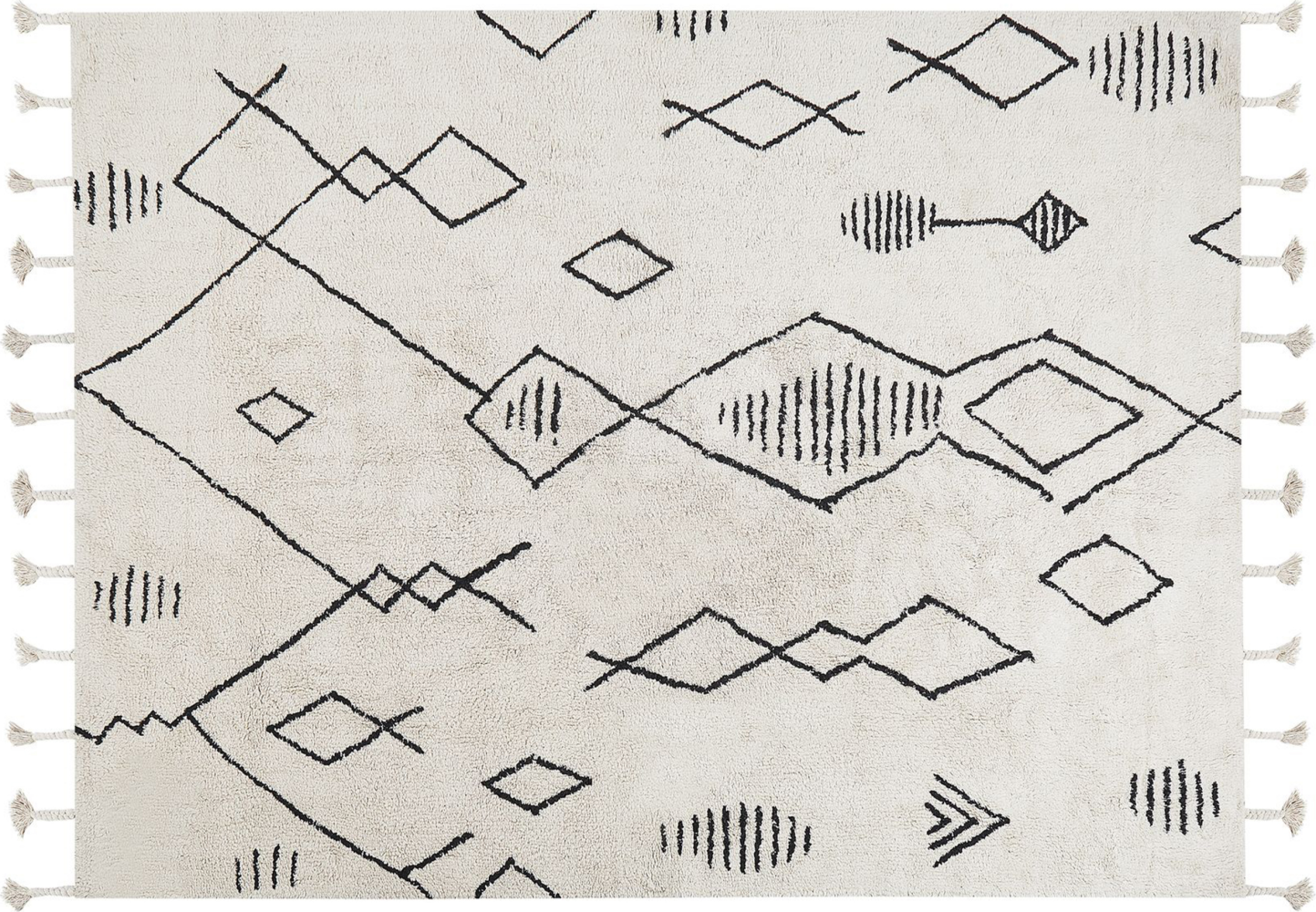 Teppich Baumwolle weiß schwarz 160 x 230 cm Kurzflor KEBIR Bild 1