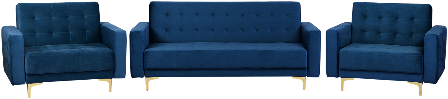 Sofa Set Samtstoff marineblau ABERDEEN Bild 1