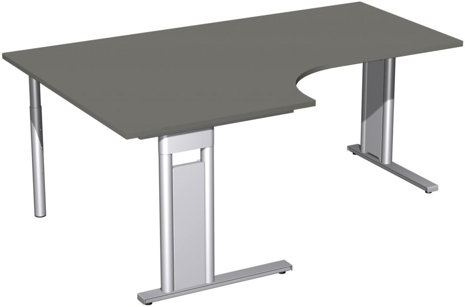 PC-Schreibtisch 'C Fuß Pro' links, feste Höhe 180x120x72cm, Graphit / Silber Bild 1