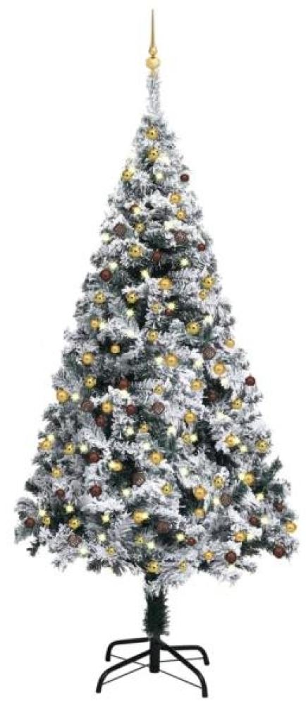 vidaXL Künstlicher Weihnachtsbaum mit LEDs & Kugeln Grün 210 cm PVC, Mit Beleuchtung [3077821] Bild 1