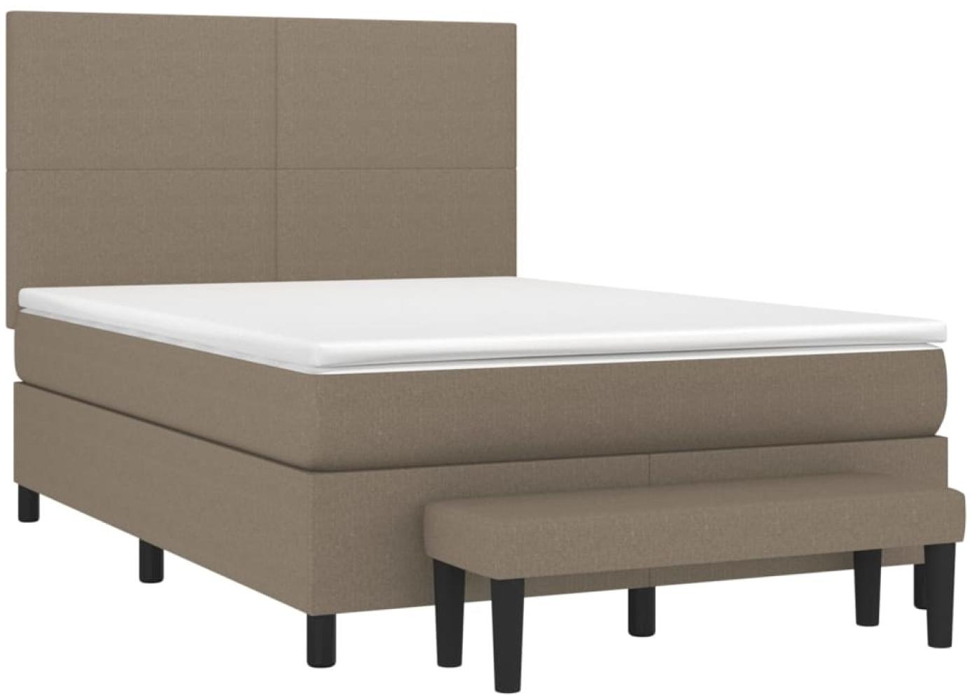 vidaXL Boxspringbett mit Matratze Taupe 140x190 cm Stoff Bild 1