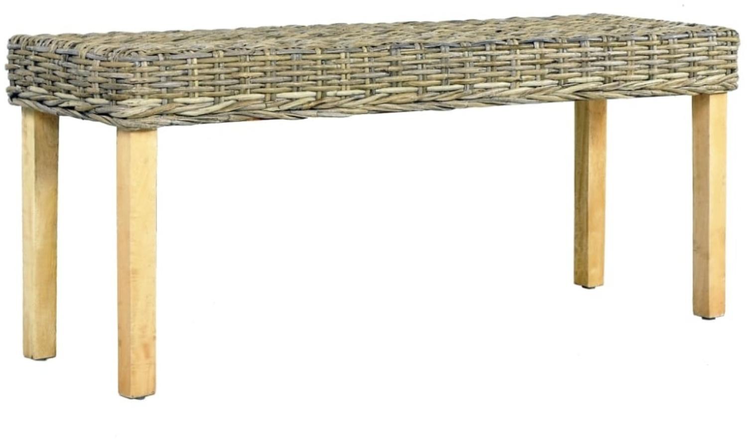 Sitzbank 110 cm Natur Kubu-Rattan und Massivholz Mango Bild 1