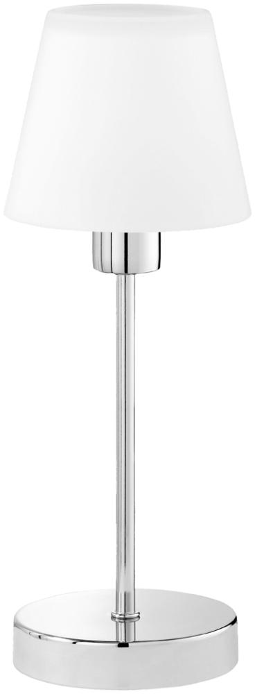 Tischleuchte LUIS II, Glasschirm Weiß Sockel Chrom - Touchfunktion, Ø12cm Bild 1