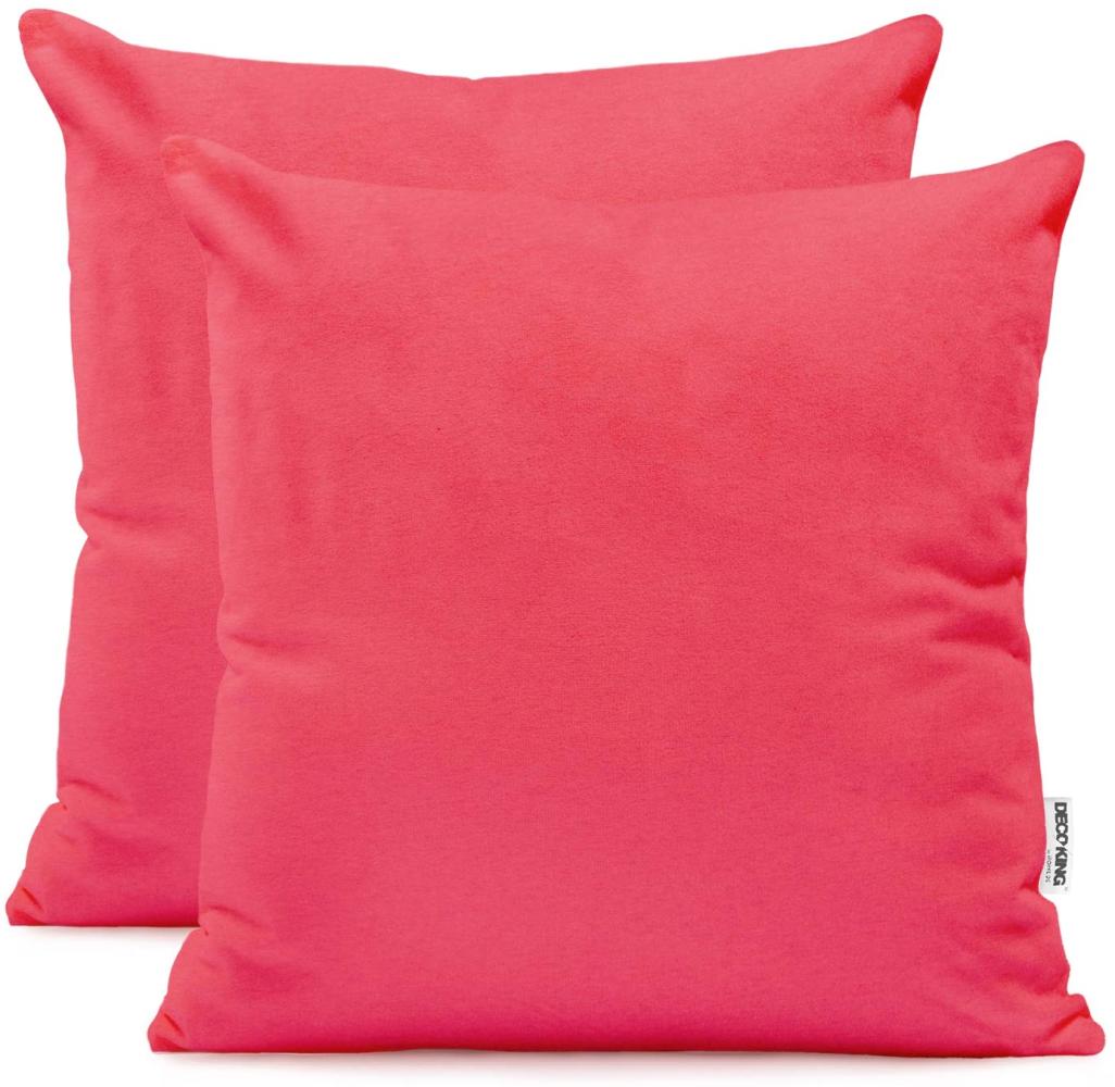 DecoKing 2 Kissenbezüge 80x80 cm Jersey Baumwolle Reißverschluss pink Amber Bild 1