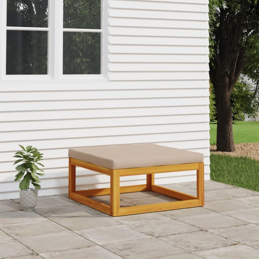 vidaXL Gartenhocker mit Kissen Taupe Massivholz Akazie Bild 1