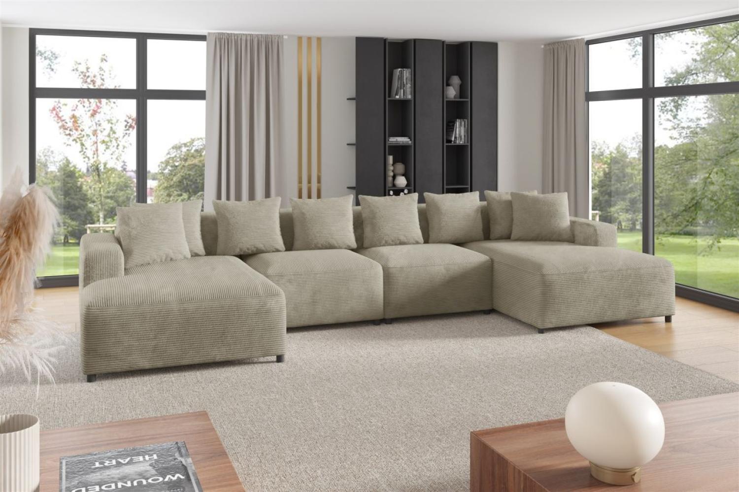 Wohnlandschaft Sofa U-Form Designersofa MEGAN in Stoff Poso Beige Bild 1