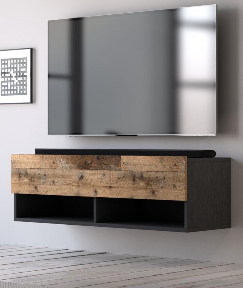 TV-Lowboard Epsom Used Wood und Matera grau hängend 100 cm Bild 1