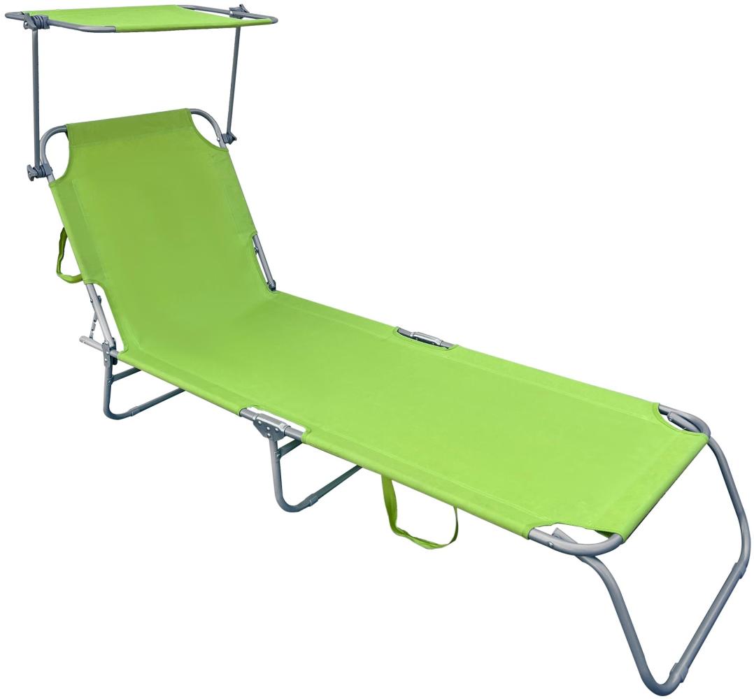 XL 3-Bein Gartenliege Sonnenliege Strandliege Gartenmöbel Sonnendach klappbar Limegrün Bild 1