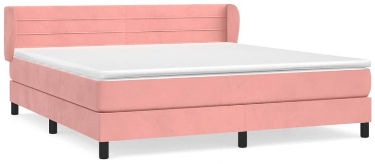 vidaXL Boxspringbett mit Matratze Rosa 160x200 cm Samt Bild 1