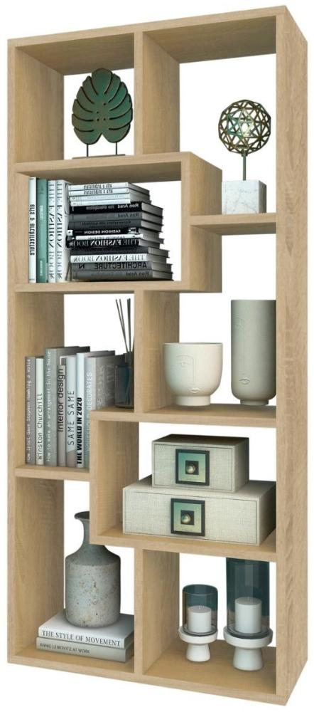 Coemo Bücherregal Sigma aus Holz 8 Fächer, modernes Design Natur Sonoma Bild 1