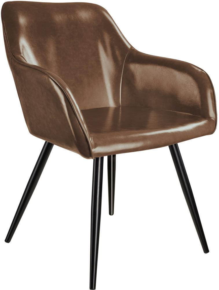 2er Set Stuhl Marilyn Kunstleder, schwarze Stuhlbeine - dunkelbraun/schwarz Bild 1