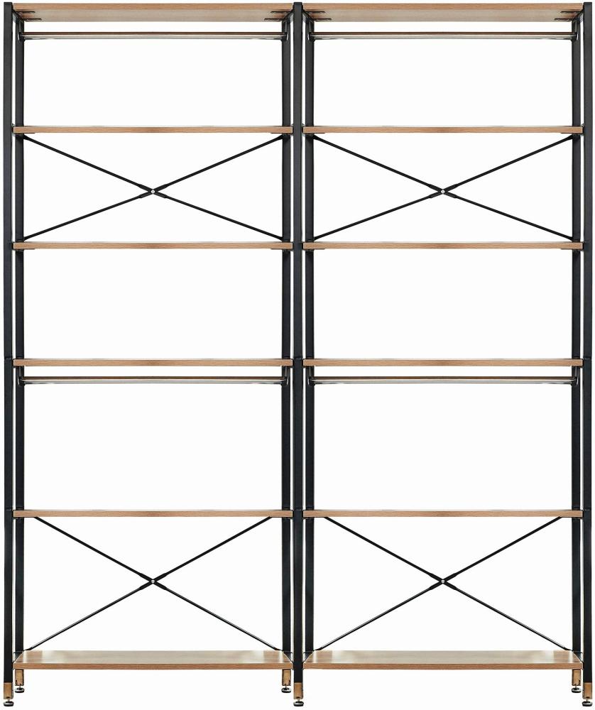 Regal ADENAU mit 12 Böden und 4 Kleiderstangen in schwarz, T30 x B168 x H210 cm T30 x B168 x H210 cm Bild 1
