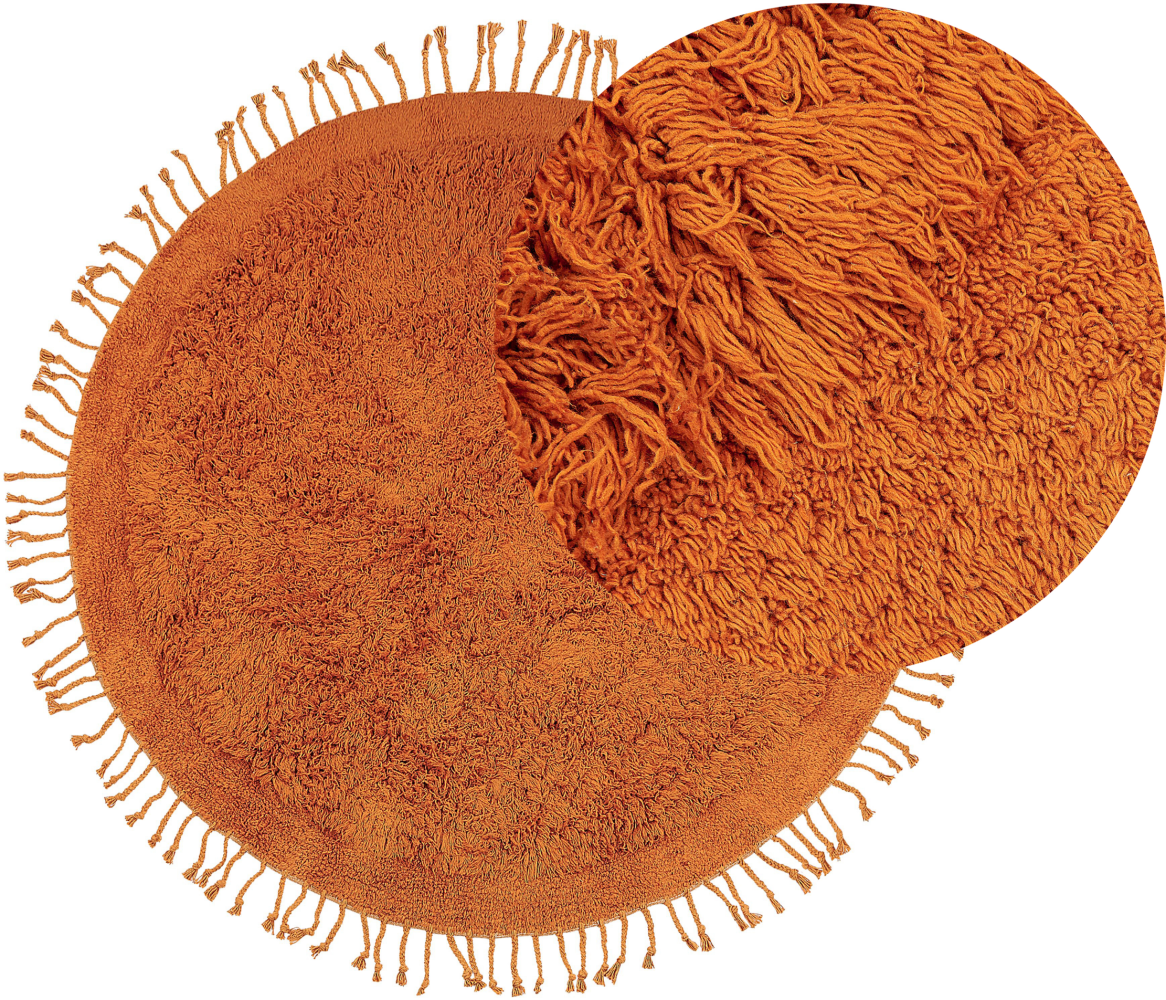 Teppich Baumwolle orange ⌀ 140 cm Fransen Shaggy BITLIS Bild 1