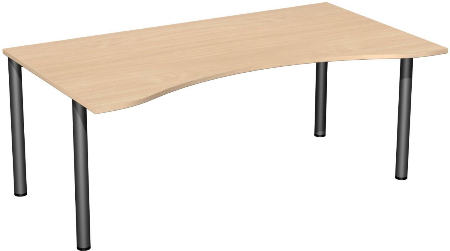 Schreibtisch '4 Fuß Flex', feste Höhe 180x100cm, Buche / Anthrazit Bild 1
