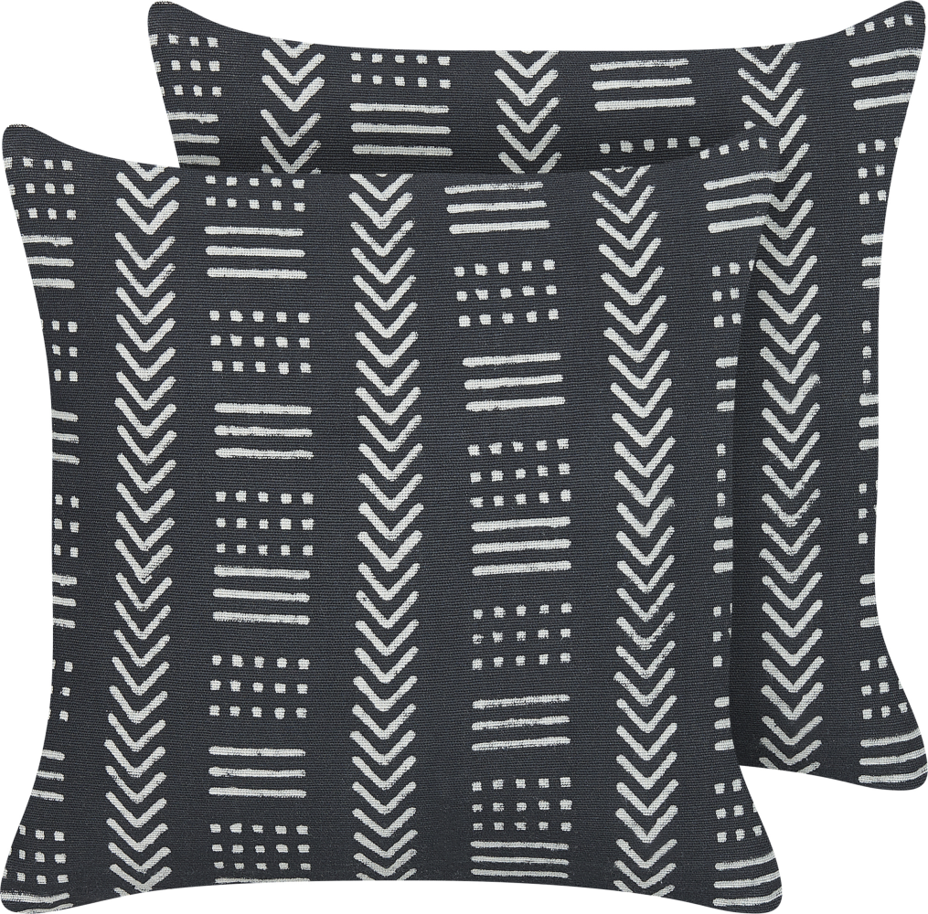 Dekokissen geometrisches Muster Baumwolle schwarz weiß 45 x 45 cm 2er Set BENZOIN Bild 1
