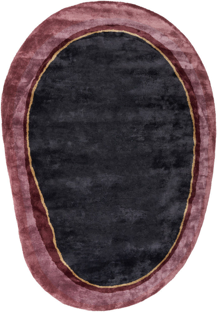 Teppich Viskose schwarz burgunderrot 160 x 230 cm Kurzflor PITHORO Bild 1
