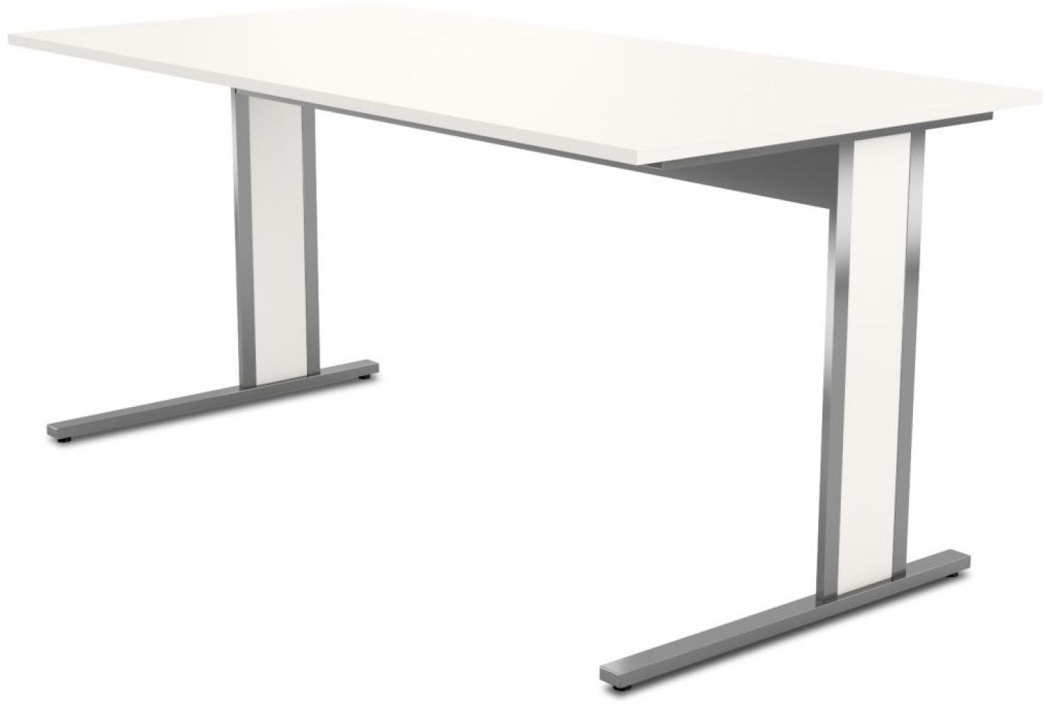 Schreibtisch Aveto, 160x80x75 cm, C-Fuß Gestell, Weiß Bild 1
