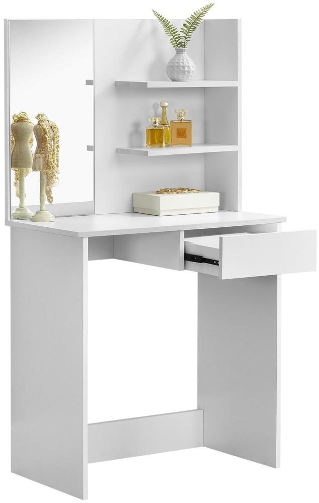 Juskys 'Jenna' Schminktisch mit Spiegel, Schublade & 2 Ablagefächern, weiß, 75 x 40 x 135 cm Bild 1