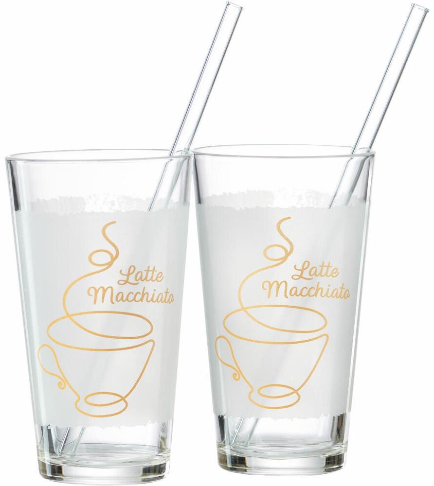 Ritzenhoff & Breker Set Latte-Macchiato Coffee, 4-tlg, Latte Macchiato Gläser, Kaffeeglas, mit Trinkhalm, Glas, 350 ml, 815962 Bild 1