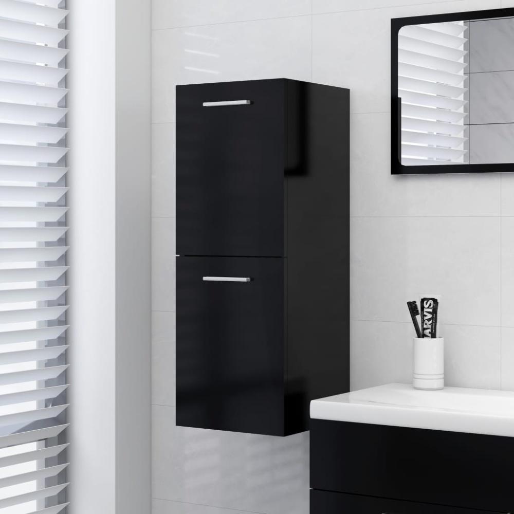 Badezimmerschrank Schwarz 30x30x80 cm Holzwerkstoff Bild 1