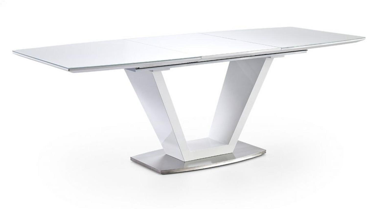 Esstisch ILKO Tisch weiß Hochglanz Lack mit Synchronauszug Bild 1
