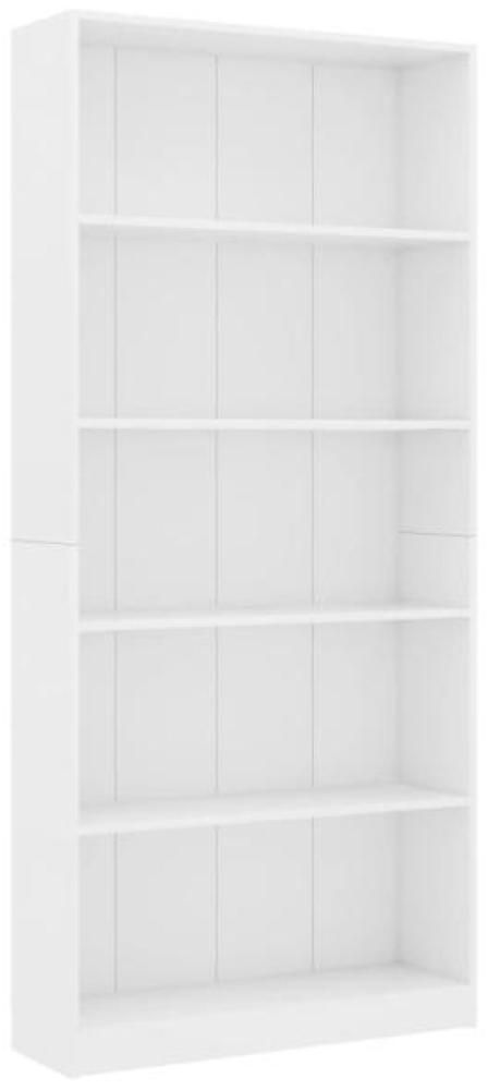 vidaXL Bücherregal 5 Fächer Weiß 80 x 24 x 175 cm Spanplatte Bild 1